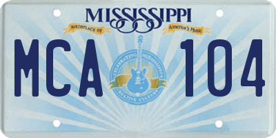 MS license plate MCA104