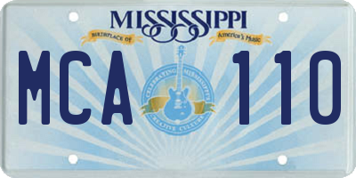 MS license plate MCA110