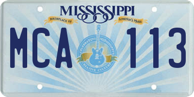 MS license plate MCA113
