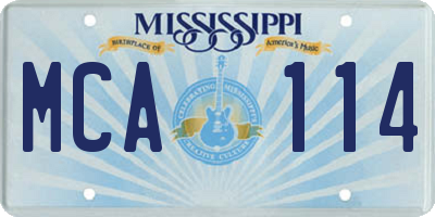 MS license plate MCA114