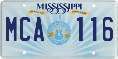 MS license plate MCA116