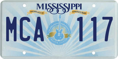 MS license plate MCA117