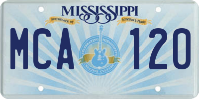 MS license plate MCA120