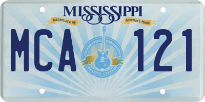 MS license plate MCA121
