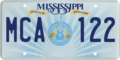 MS license plate MCA122