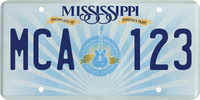 MS license plate MCA123