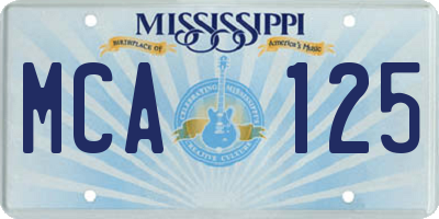 MS license plate MCA125