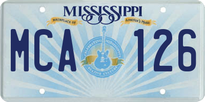 MS license plate MCA126