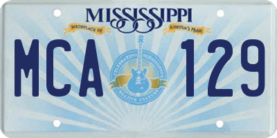 MS license plate MCA129