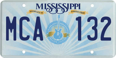 MS license plate MCA132