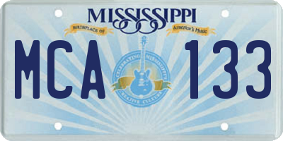 MS license plate MCA133