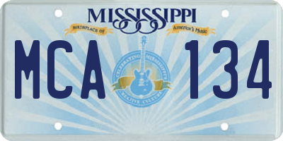 MS license plate MCA134