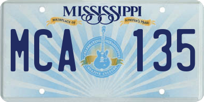 MS license plate MCA135