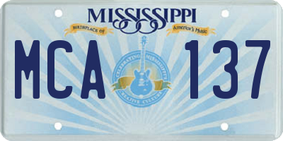 MS license plate MCA137