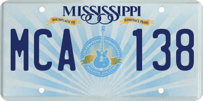 MS license plate MCA138