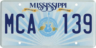 MS license plate MCA139