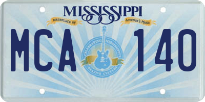 MS license plate MCA140