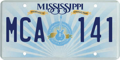 MS license plate MCA141