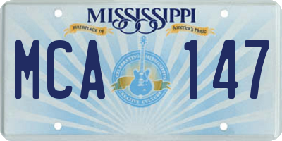 MS license plate MCA147