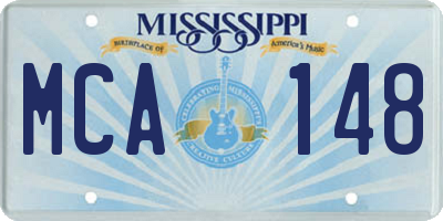MS license plate MCA148