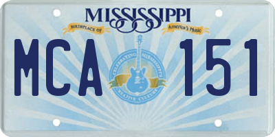 MS license plate MCA151