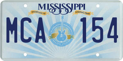MS license plate MCA154