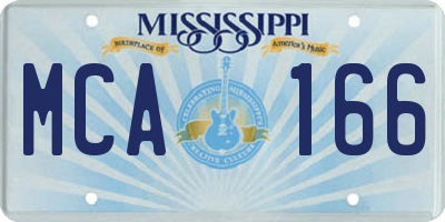 MS license plate MCA166
