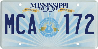 MS license plate MCA172