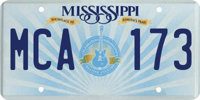 MS license plate MCA173