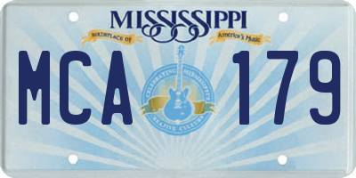 MS license plate MCA179