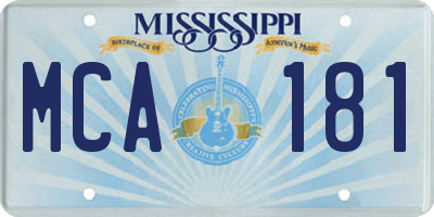 MS license plate MCA181