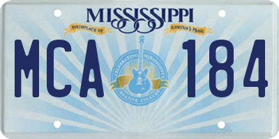 MS license plate MCA184
