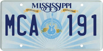 MS license plate MCA191