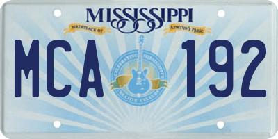 MS license plate MCA192
