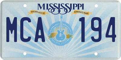 MS license plate MCA194