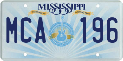 MS license plate MCA196