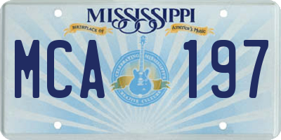MS license plate MCA197