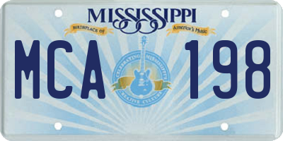 MS license plate MCA198