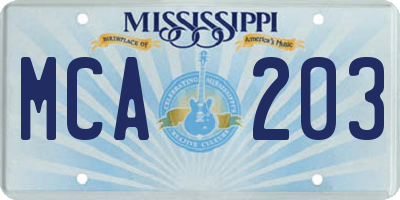 MS license plate MCA203