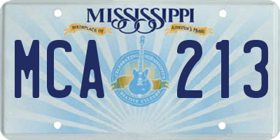 MS license plate MCA213
