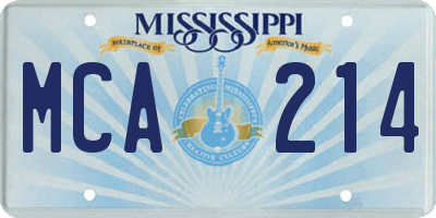 MS license plate MCA214