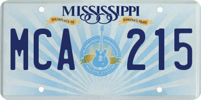 MS license plate MCA215