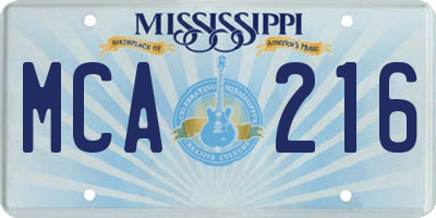 MS license plate MCA216