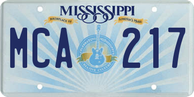 MS license plate MCA217