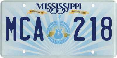 MS license plate MCA218