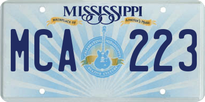 MS license plate MCA223