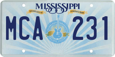 MS license plate MCA231