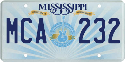 MS license plate MCA232