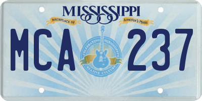MS license plate MCA237