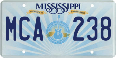 MS license plate MCA238